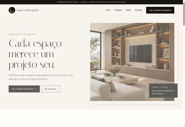 Captura real da página inicial de Lumea Planejados em mockup de notebook